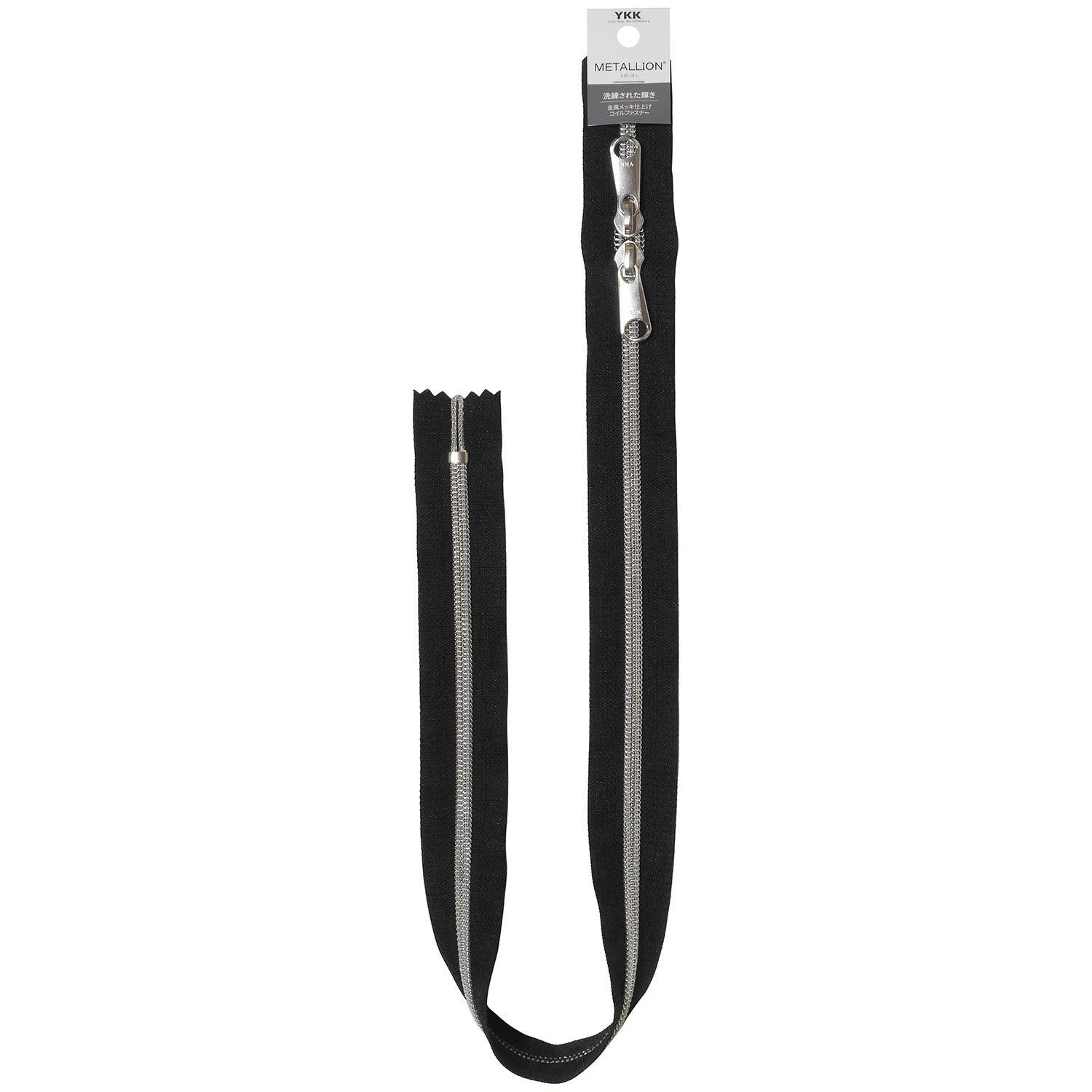 YKK Metalion Zipper Silver 60cm Two-Way #580 Black 5CMS-60SH