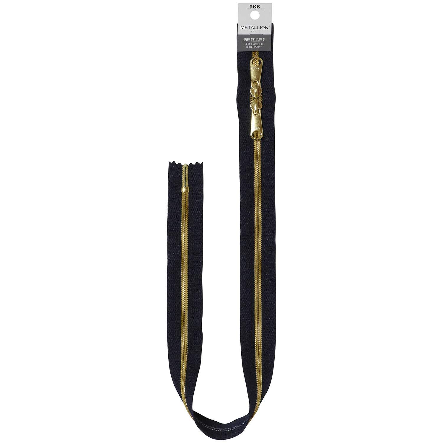 YKK Metalion Zipper Gold 60cm Two-Way #058 Navy 5CMG-60SH
