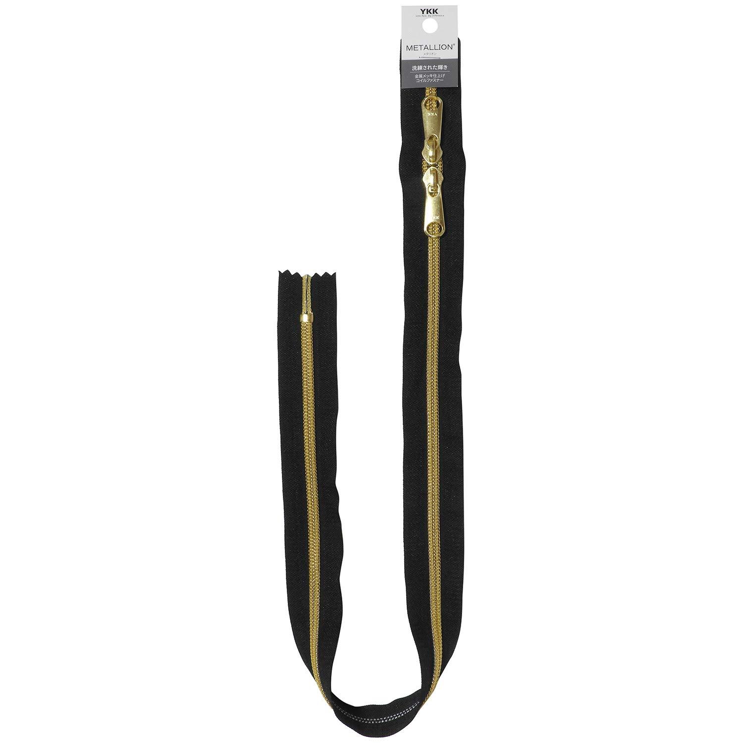 YKK Metalion Zipper Gold 60cm Two-Way #580 Black 5CMG-60SH