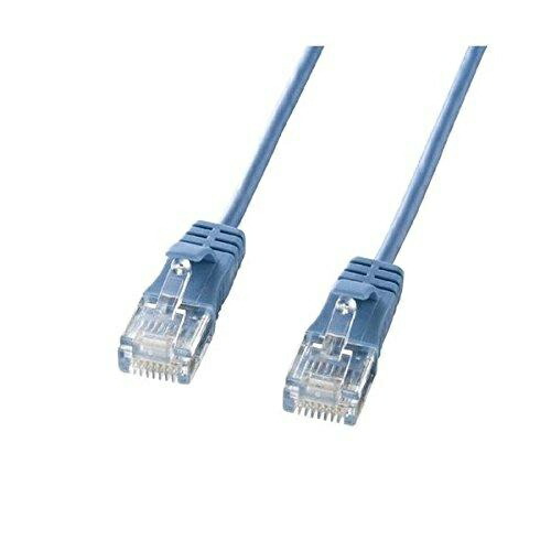 Sanwa Supply CAT6 Compliant LAN Cable Ultra-Thin Type 3.2mm Diameter (1m) 1Gbps/250MHz RJ45 Clip-Proof Blue KB-SL6-01BL