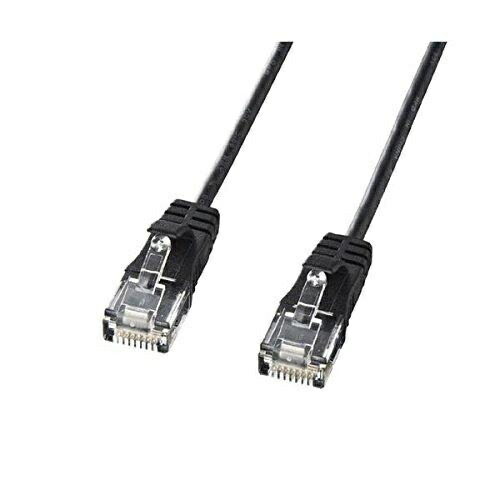 Sanwa Supply CAT6 Compliant LAN Cable Ultra-Thin Type 3.2mm Diameter (1m) 1Gbps/250MHz RJ45 Clip-Proof Black KB-SL6-01BK