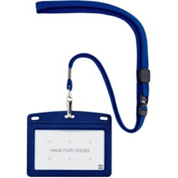 Open Industry Hanging Name Tag Nameplate Name Tag Name Holder Business Card Size 1 Piece Leather-Like Horizontal Blue N-123P-BU