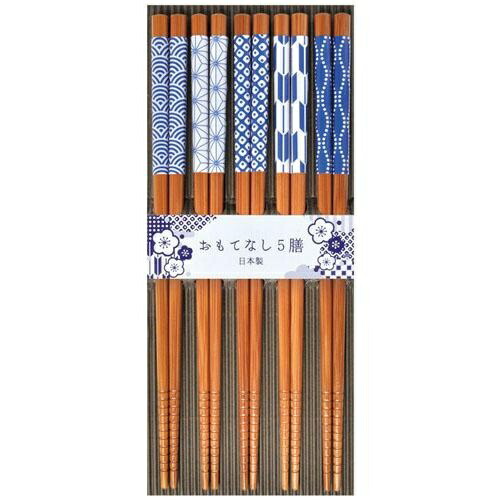 Sunlife Chopsticks with Non-Slip Coating 22.5cm 5-Pair Set Commercial Use Guest Use Bamboo Made from Susutake Bamboo Kichijō Pattern Made in Japan S-03157