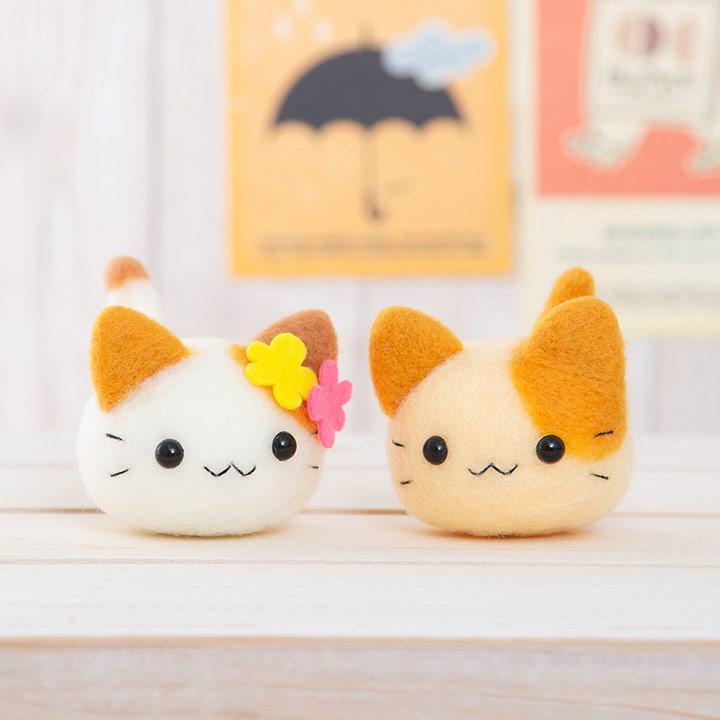 Hamana Wool Felt Kit marukoro Acryne Marukoro Series Best Friend Kitties Mikan & Cookie H441-527 Beige