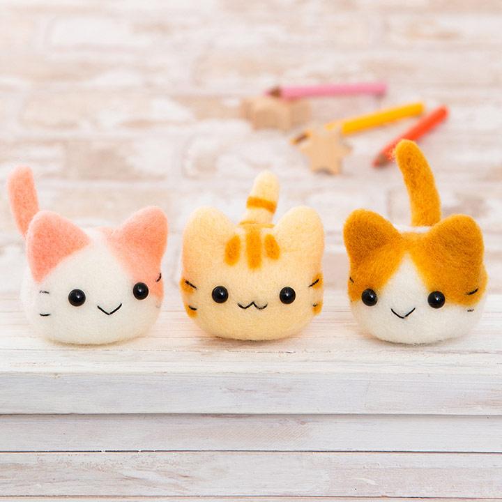 Hamana Wool Felt Kit marukoro Acryne Marukoro Series Best Friends Triplet Kittens Strawberry Milk, Tora, Nike H441-528 Beige