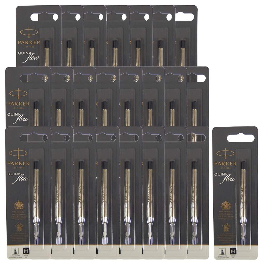 PARKER Quink Flow Ballpoint Pen Refill, Black, 1-Pack, Black, Medium Point (M), 1.0mm, Oil-Based Ink, Ballpoint Pen Refill, Genuine Imported Product, 1950369