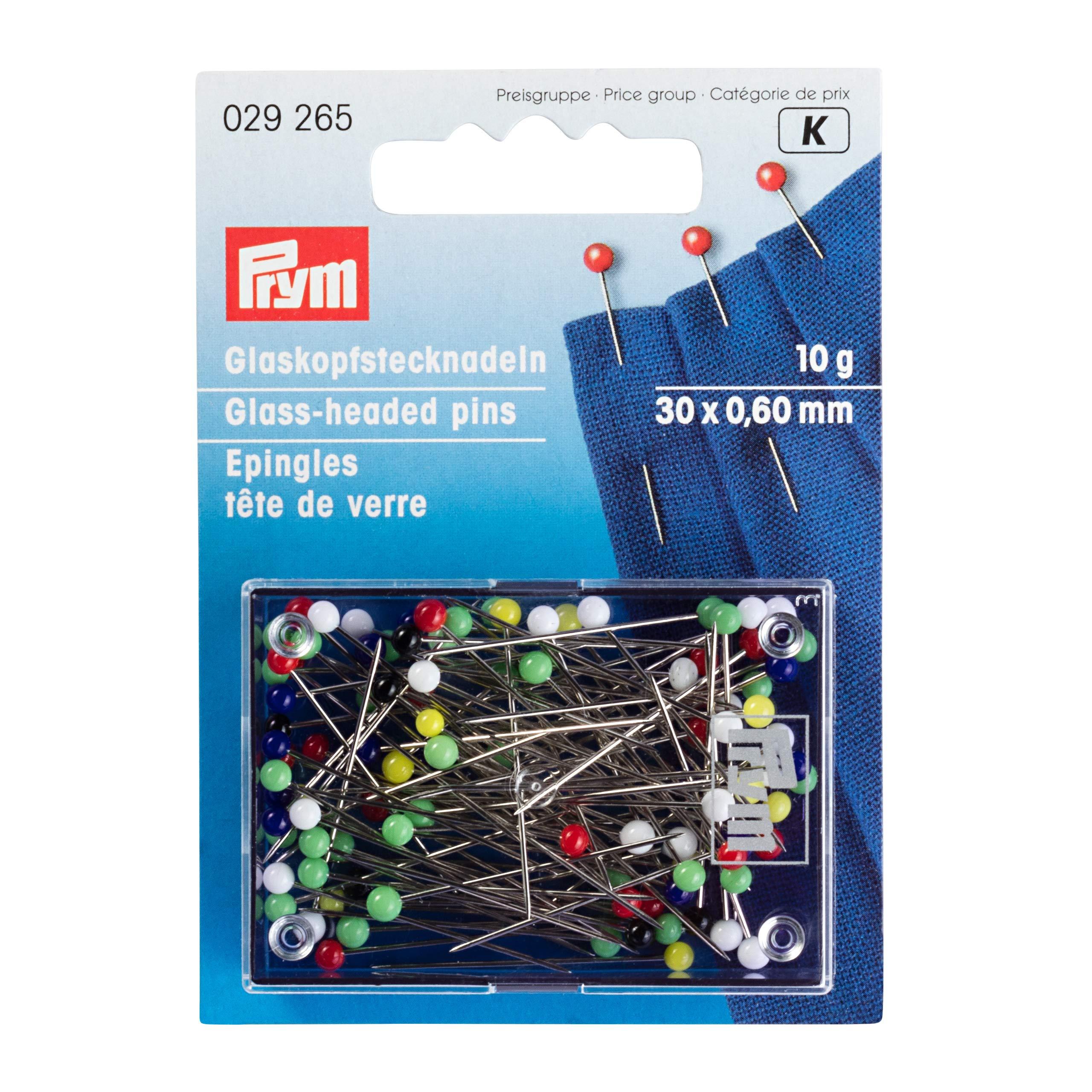 Prym Colorful Glass Head Pins Total Length 30mm 10g (approx. 120 pieces) Multi 029265