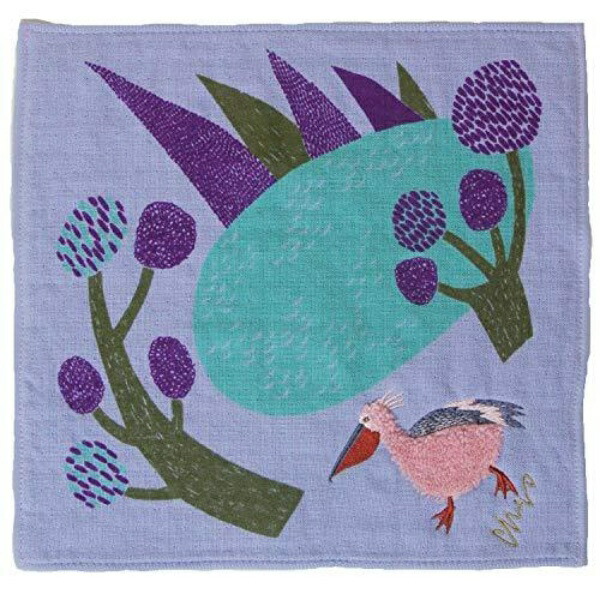 Kusubashi Mon Ori Gauze Pile Handkerchief Lakeside Pelican Purple