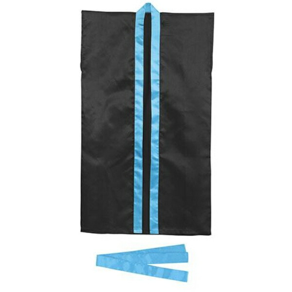 Artec Satin Long Happi Coat Black (Blue Collar) with Headband L (Large) 002364