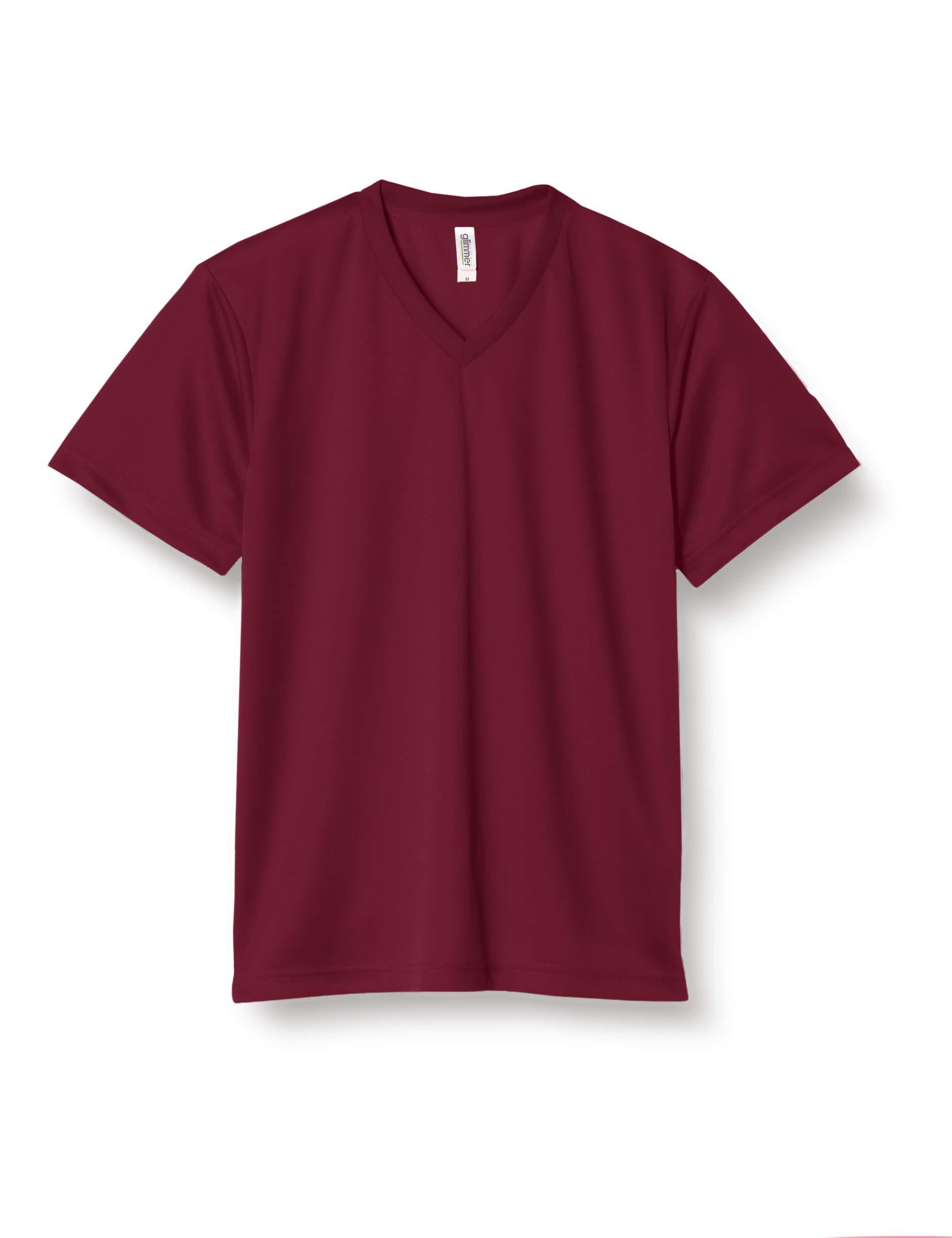 [Glimmer] Short-Sleeve 4.4 oz Dry V-Neck T-Shirt 00337-AVT Burgundy M (Equivalent to Japanese Size M)