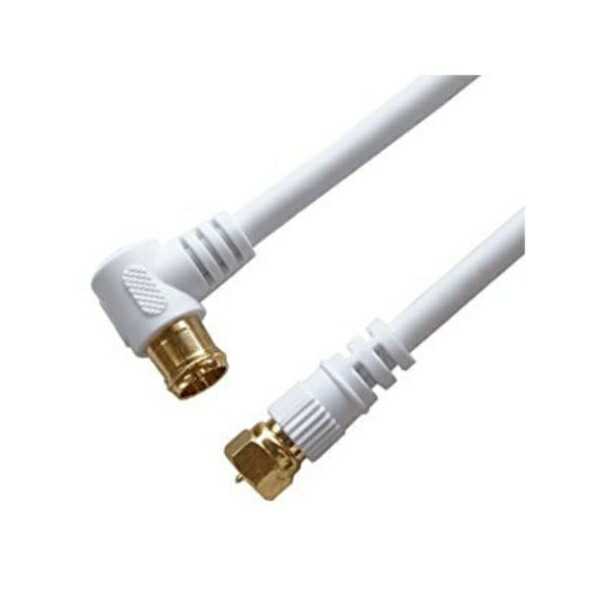 Horick Antenna Cable for TV S-4C-FB Coaxial 1m White L-Shaped Plug-in/Screw-type Connector HAT10-919LS