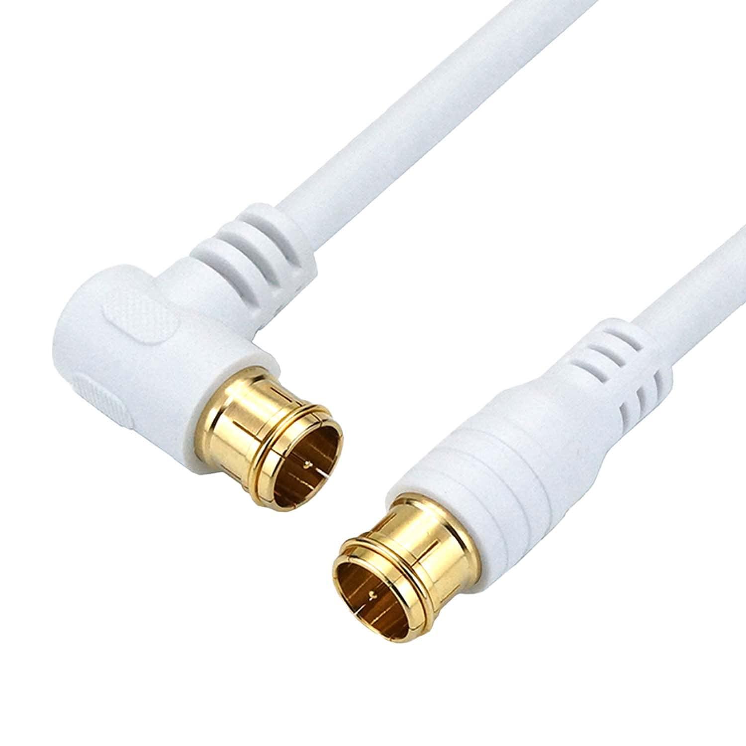 Horick Antenna Cable 1.5m 4K/8K/BS/CS/Terrestrial Digital/CATV Compatible S-4C-FB Coaxial L-Shaped Plug-in Type - Plug-in Type White HAT15-049LPWH
