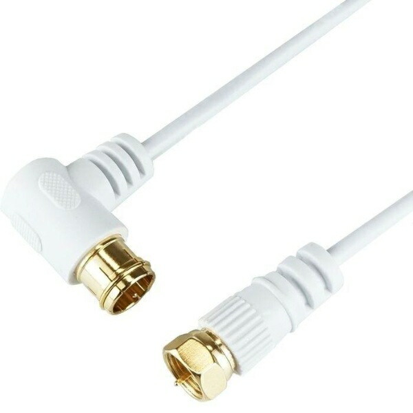 Horick Ultra-Fine Antenna Cable S-2.5C-FB Coaxial 1m  White L-Shaped Plug/Screw-Type Connector HAT10-242LSWH