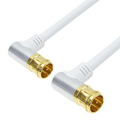 Horick Antenna Cable 1m 4K/8K/BS/CS/Terrestrial Digital/CATV Compatible S-4C-FB Coaxial L-Plug Type - L-Plug Type Aluminum Head White AC10-673WH