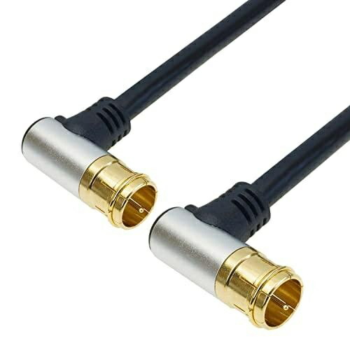 Horick Antenna Cable 1m 4K/8K/BS/CS/Terrestrial Digital/CATV Compatible S-4C-FB Coaxial L-Plug Type - L-Plug Type Aluminum Head Black AC10-674BK
