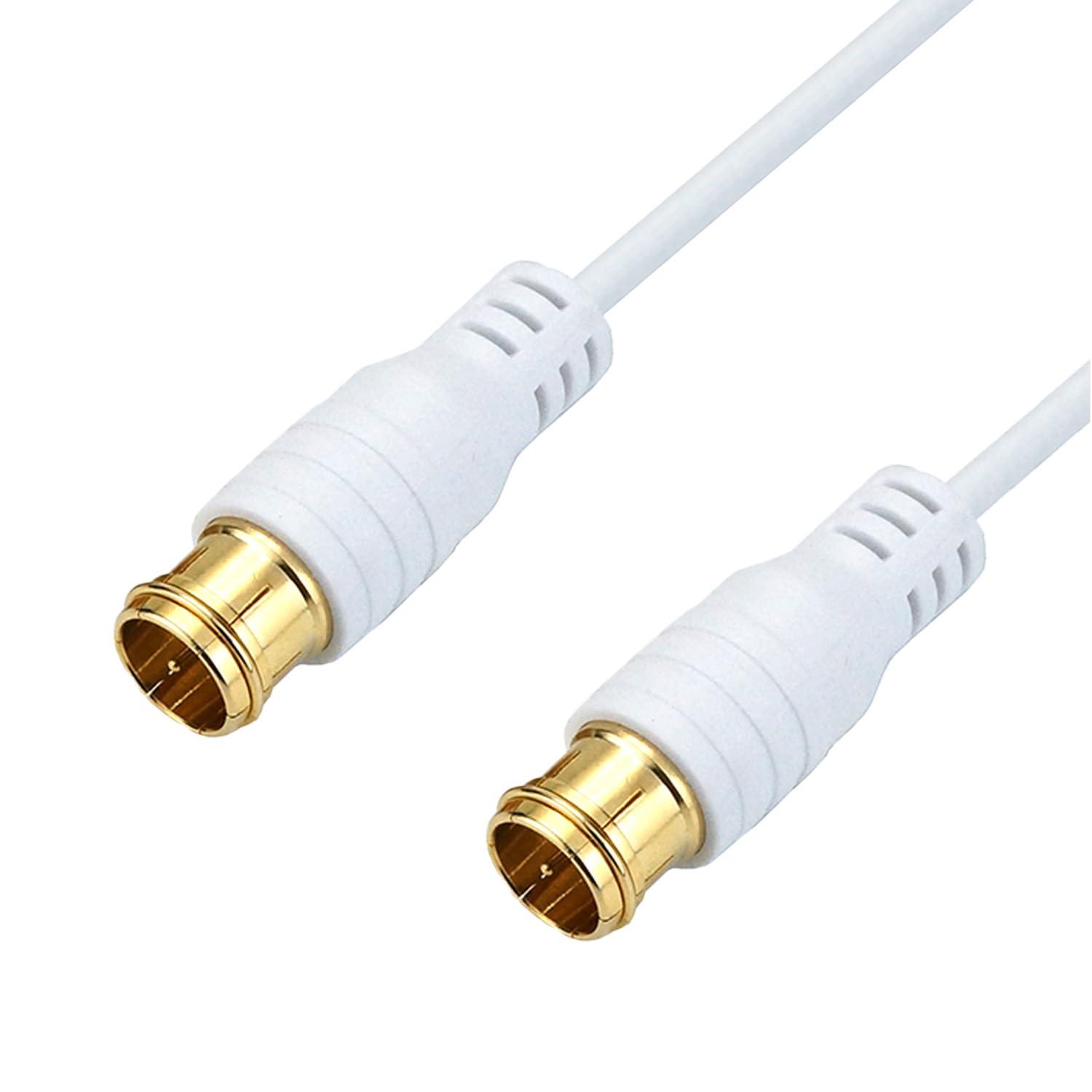 Horick Ultra-Fine Antenna Cable S-2.5C-FB Coaxial 1m White Dual-Plug Connectors AC10-797WW