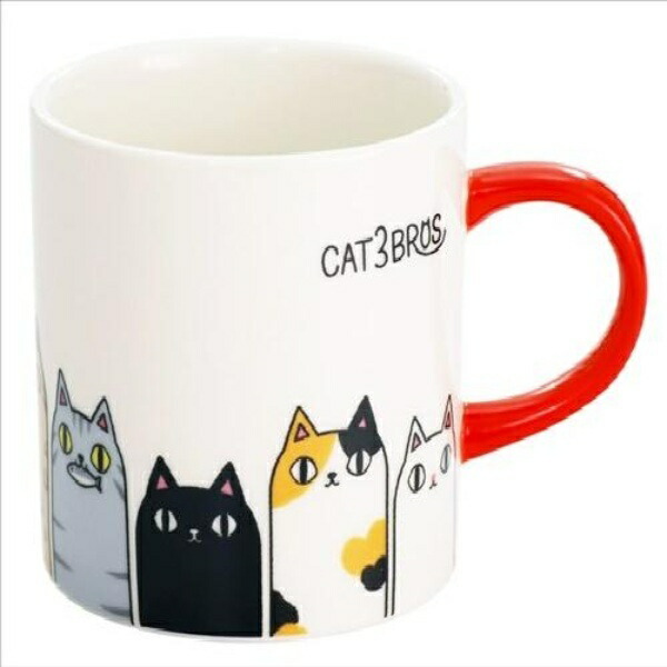 Ceramic Indigo Cat Trio Mug: Stretching Up 23121 φ8.3×h8cm