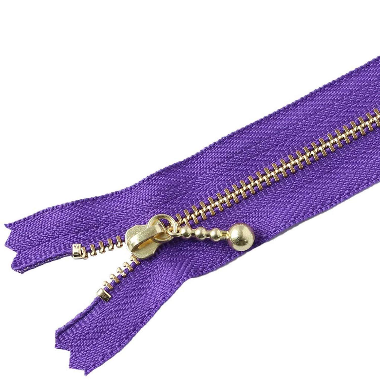Y.K.K. Beaded Zipper Gold 20cm Purple 3G20-218
