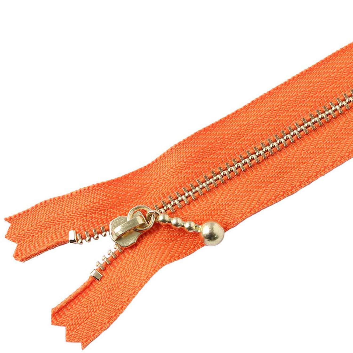 Y.K.K. Beaded Zipper Gold 20cm Orange 3G20-849
