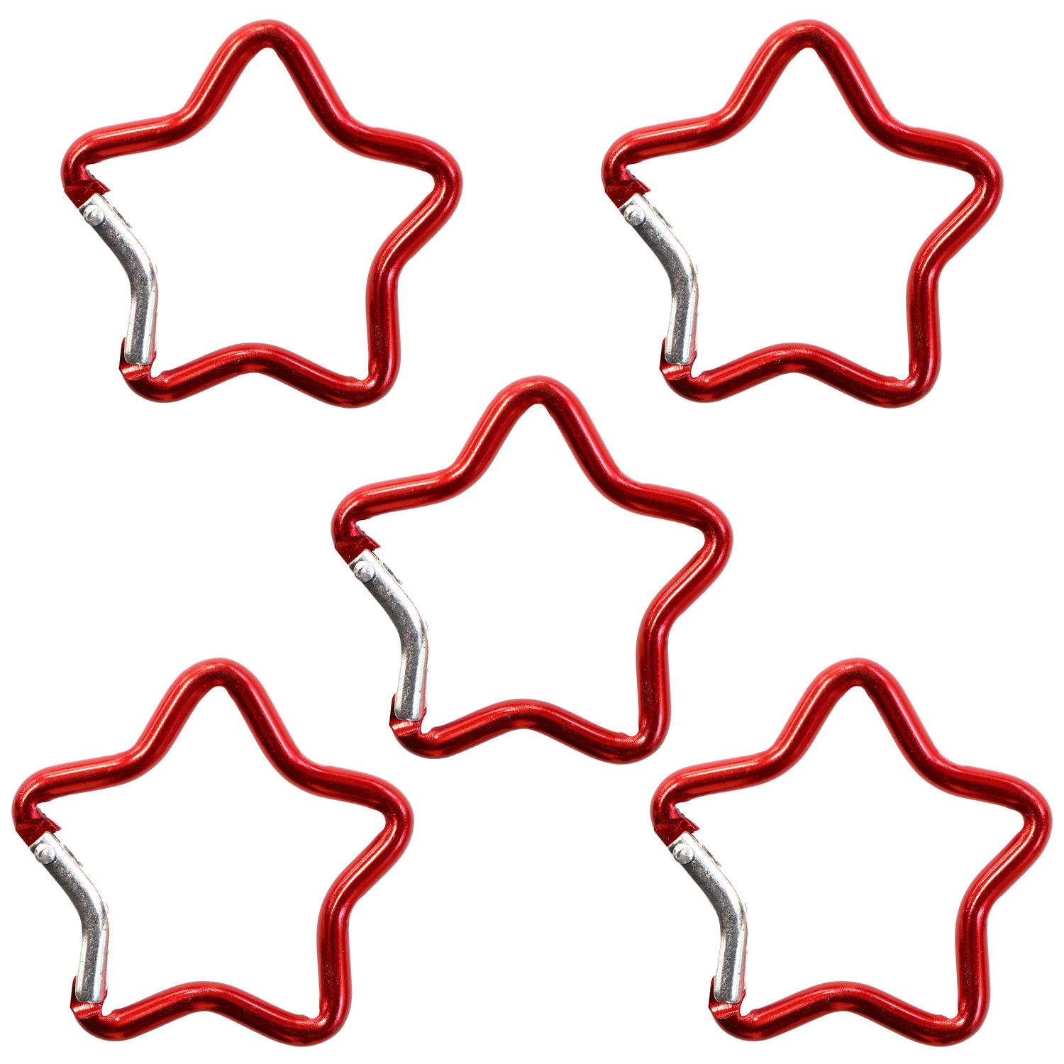 Nippon Chuko Aluminum Carabiner Star Approx. 48mm 5-Pack Red KEK3-R-5