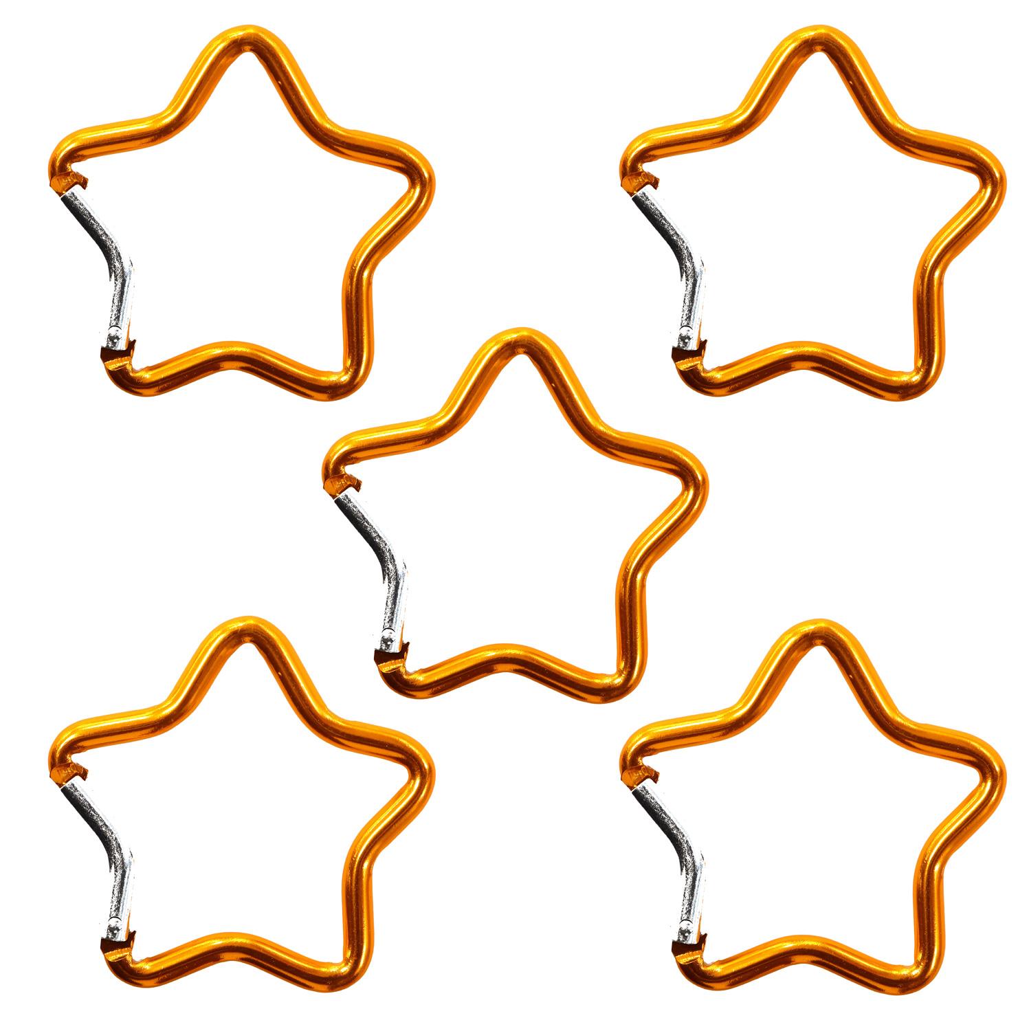Nippon Chuko Aluminum Carabiner Star Approx. 48mm 5-Pack Orange KEK3-OR-5