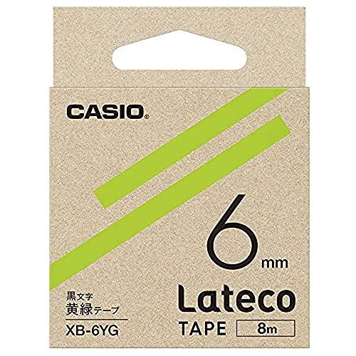 Casio LabelWriter Latico Refill Tape Yellow-Green with Black Text 6mm XB-6YG