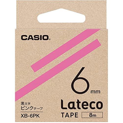 Casio LabelWriter Latico Refill Tape Pink with Black Text 6mm XB-6PK