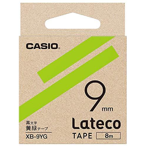Casio LabelWriter Latico Refill Tape Yellow-Green with Black Text 9mm XB-9YG