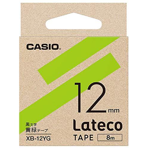 Casio LabelWriter Latico Refill Tape Yellow-Green with Black Text 12mm XB-12YG