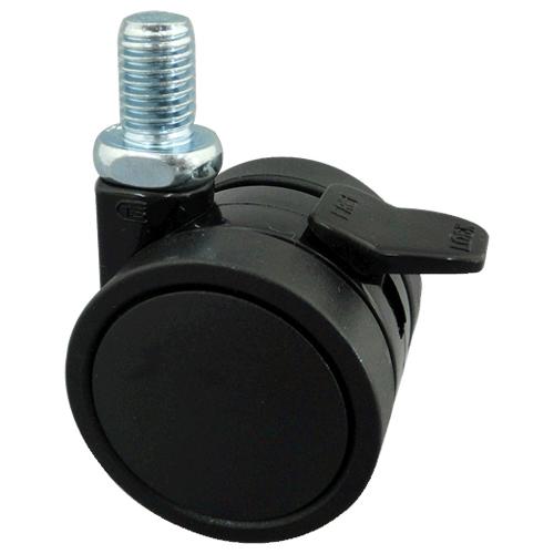 40mm caster (twin wheel / with brake / U3 / 8x16 threads)