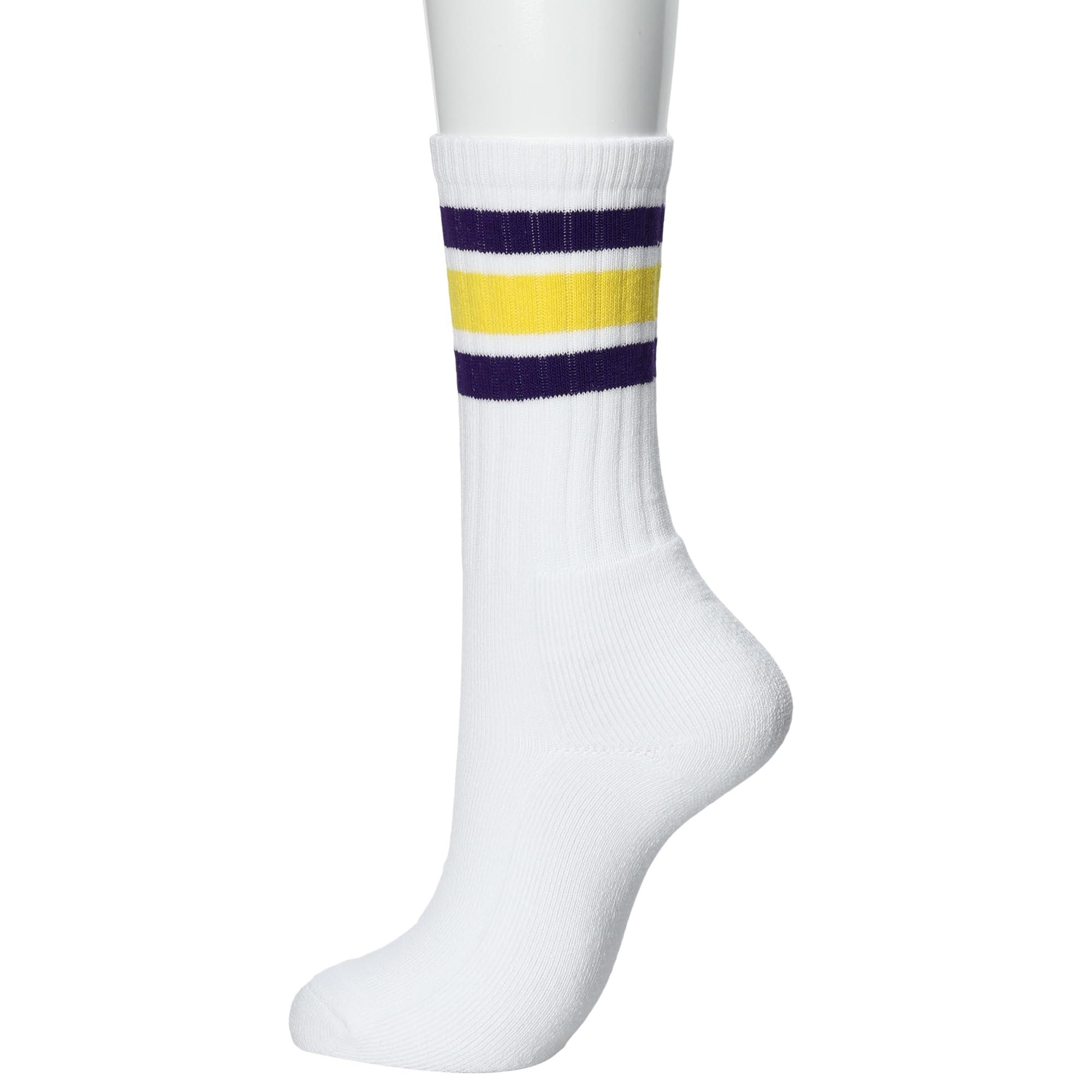 [LifeMax] Unisex Socks (Polygiene® treated to prevent sweat odor) MA9704 White × Purple × Yellow