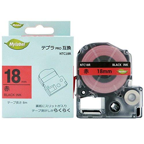 Mylabel King Jim Compatible Tape Cartridge for Tepla PRO 18mm NTC18R Red Background Black Text 8M Length [SC18R Compatible]