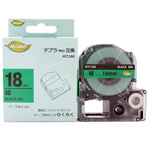 Mylabel King Jim Compatible Tape Cartridge for Tepla PRO 18mm NTC18G Green Background with Black Text, 8M Length [SC18G Compatible]