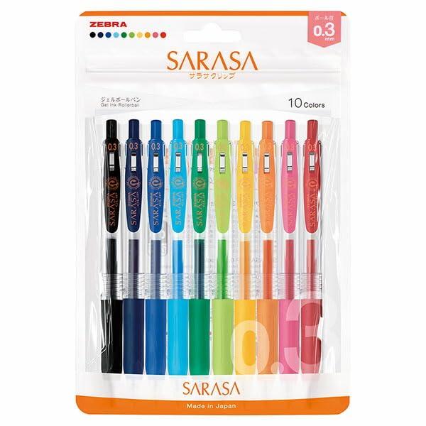 Zebra Gel Ballpoint Pen Sarasa Clip 0.3mm 10-Color Set N JJH15-10C-N