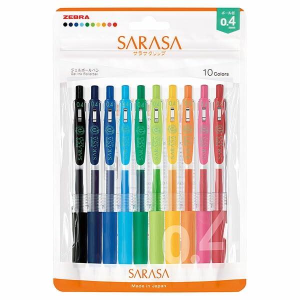 Zebra Gel Ballpoint Pen Sarasa Clip 0.4mm 10-Color Set N JJS15-10C-N