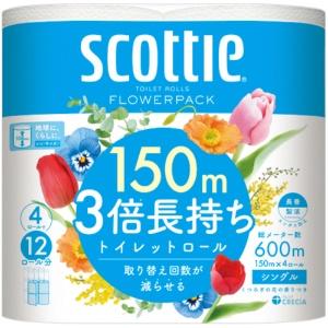 Scotty Flower Pack Triple-Lasting Toilet Paper 4 Rolls 150m Single-Ply