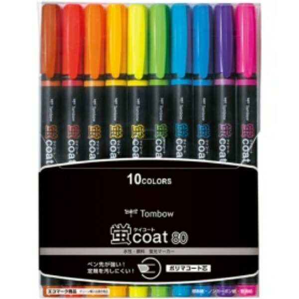 Tombow Pencil Fluorescent Pen Fluorescent Coat 80 (Strong Tip! Polymer-Coated Core) Single Type 10 Colors WA-SC10C