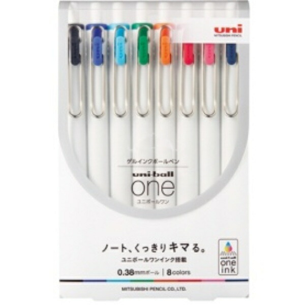 Mitsubishi Pencil Gel Ballpoint Pen Uni-Ball One 0.38 8-Color Set UMNS388C