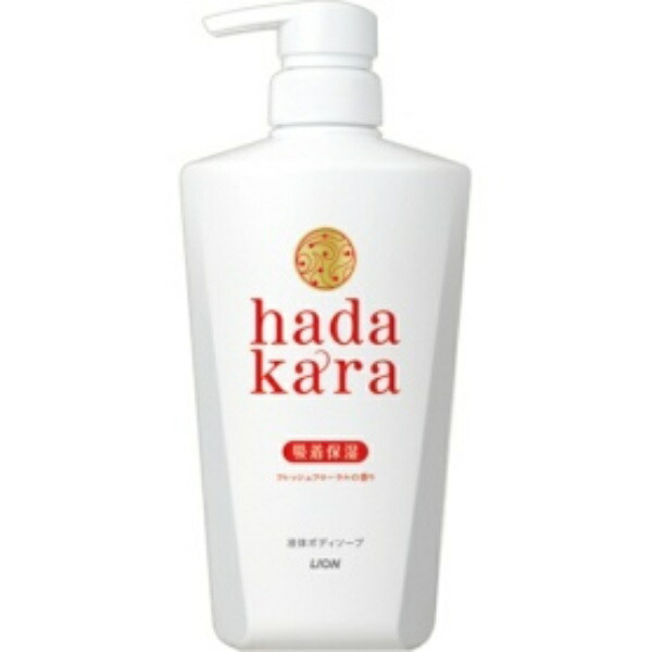 Lion Hadakara Body Soap Fresh Floral Scent 500ml Bottle