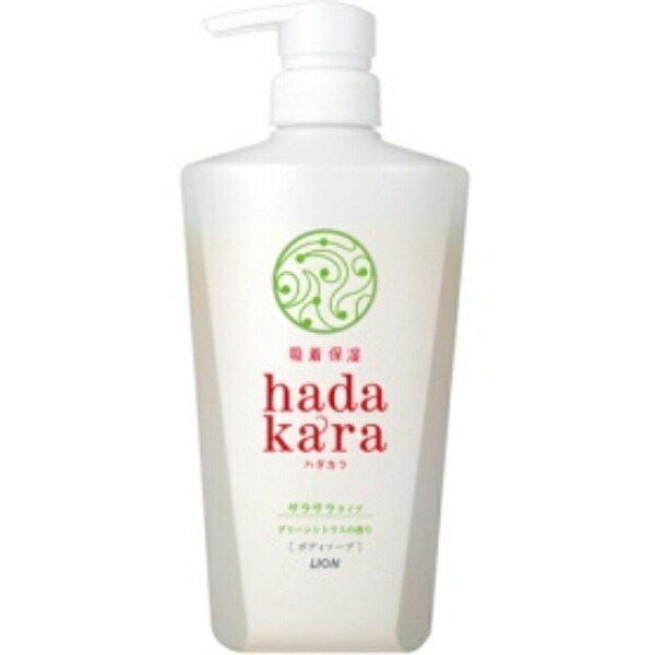 Lion Hadakara Body Soap Smooth Feel Type Green Citrus Scent 480ml Bottle