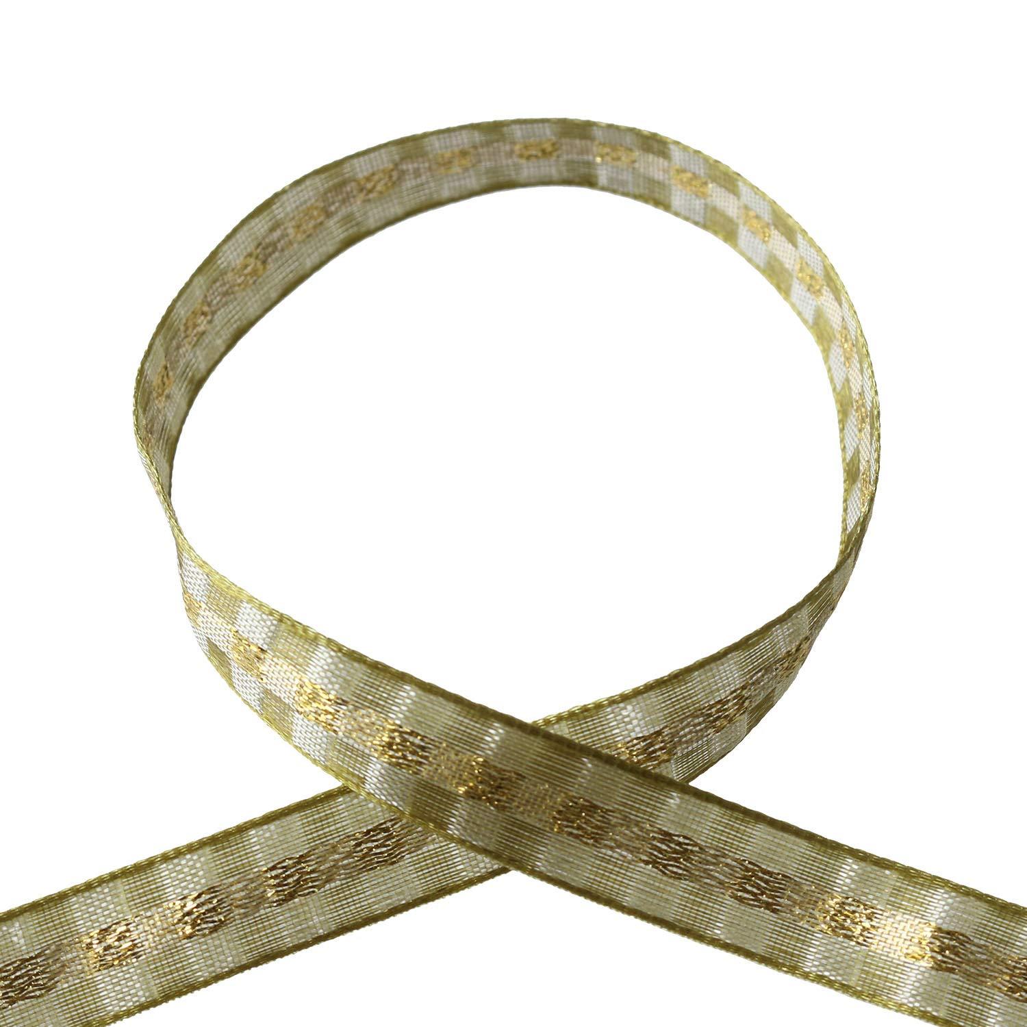 Blanc de Core Ribbon Crystal Check No.1010-92 10mm × 15m