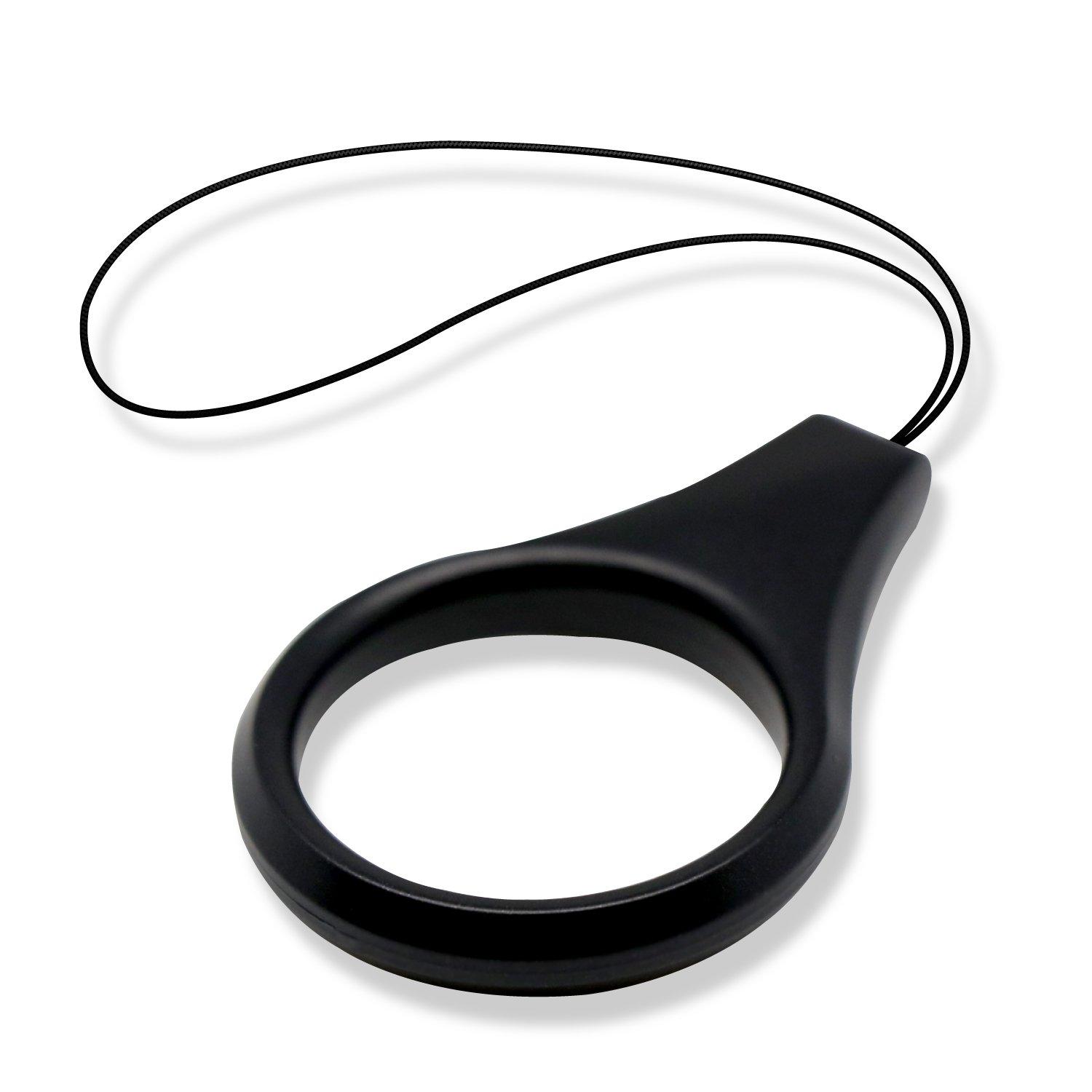 ELECOM Strap Ring Strap for Mobile Phones/Smartphones L Size (Inner Diameter 22mm) [Aluminum-Style Design for Easy Matching with Your Smartphone] Black P-STFALBK