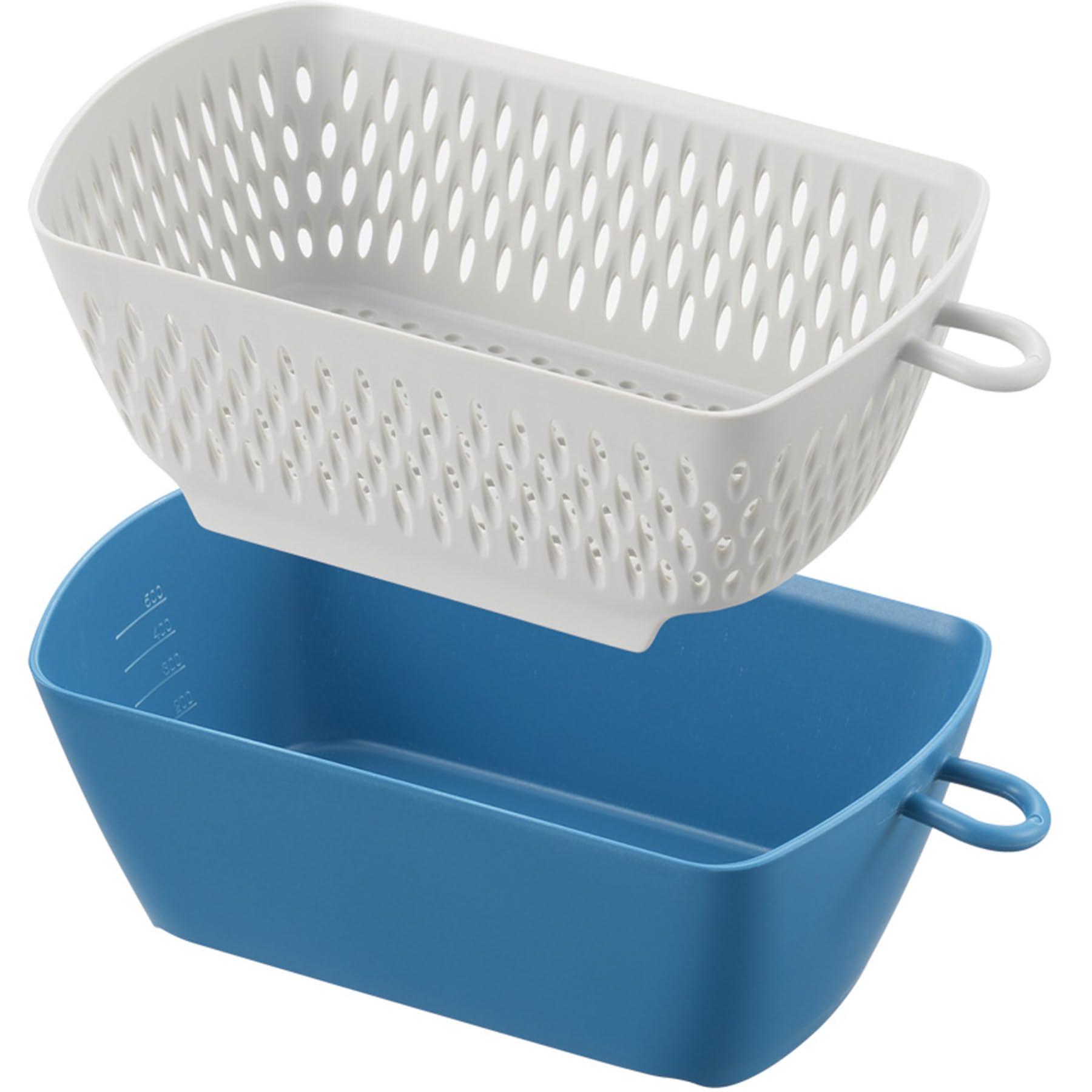 Akebono Industries Strainer Bowl Dustpan Strainer Bowl Set Blue Made in Japan MZ-3536