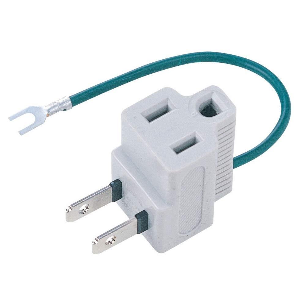 Sanwa Supply Power Outlet Adapter for Converting 3-Pin Plug to 2-Pin Plug with Tracking Fire Prevention TAP-AD3LT