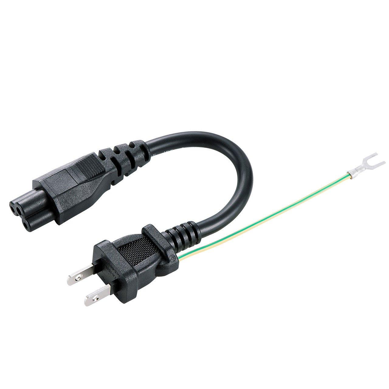 Sanwa Supply Power Cord AC Inlet (Grounded Flat Plug, Straight Connector)・2P Plug 0.2m KB-DM3S-02