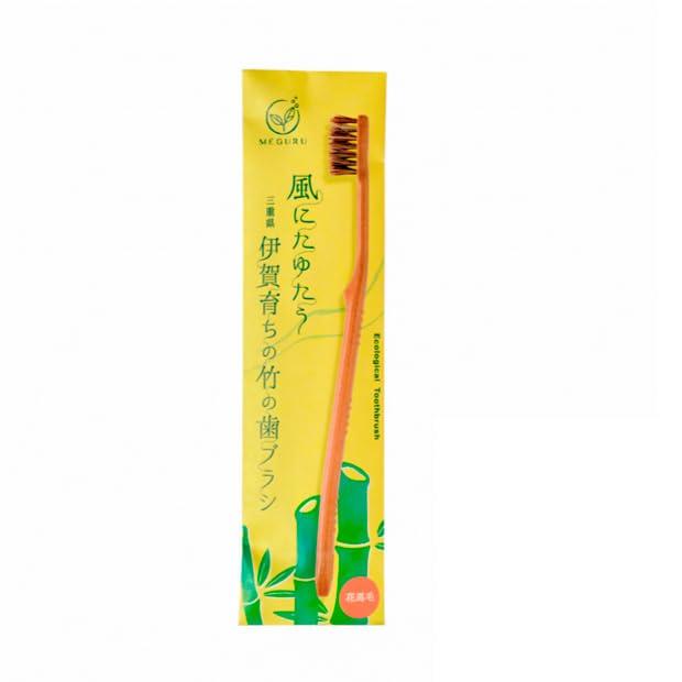 MEGURU Fine Japanese Bamboo Toothbrush with Horsehair Bristles