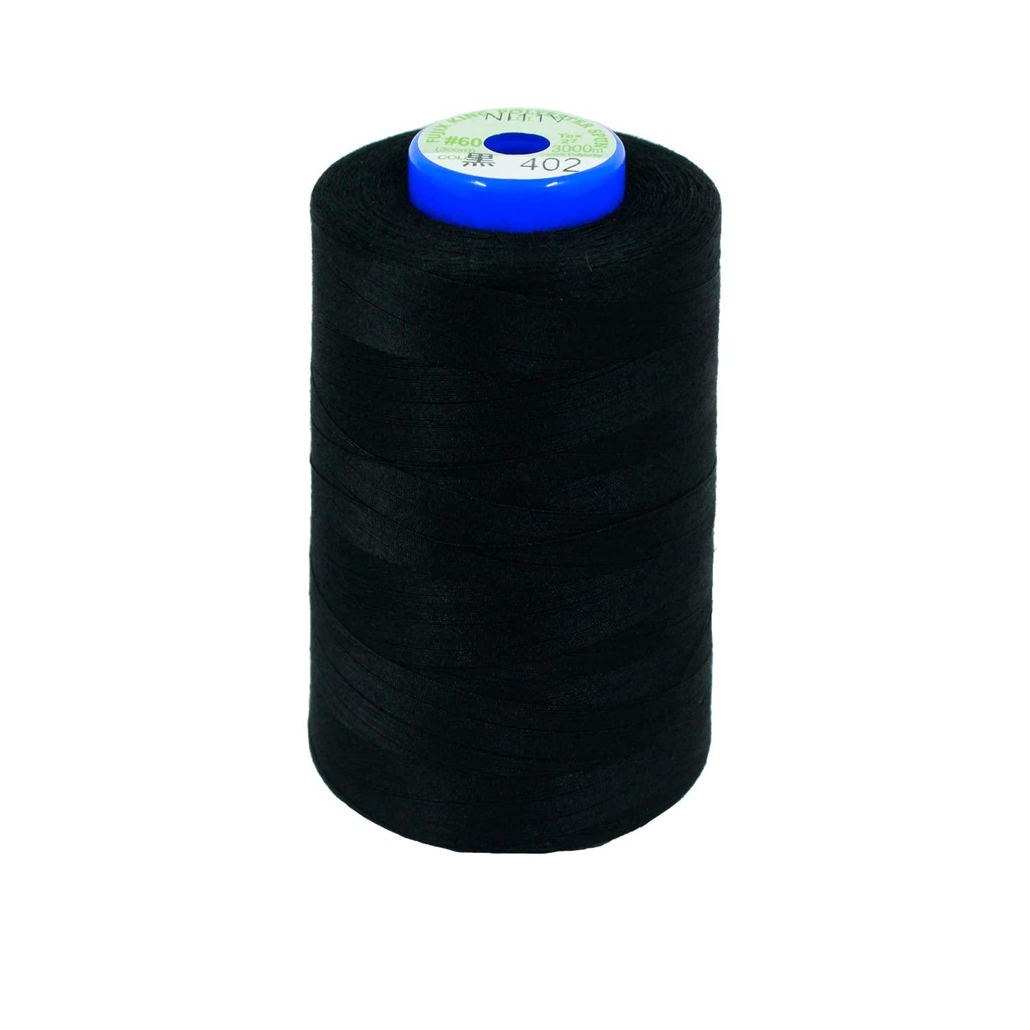 FUJIX Kingspan Sewing Thread No. 60 3000m Spool col.402 Black 4823 COL.402 Black