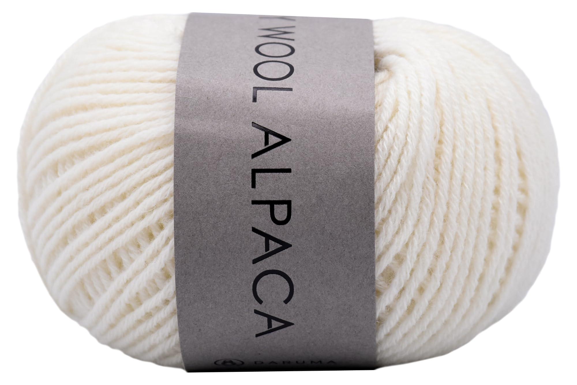 DARUMA Hand-Knitting Yarn Airy Wool Alpaca Medium Weight COL. 1 Natural Approx. 30g 100m 6500