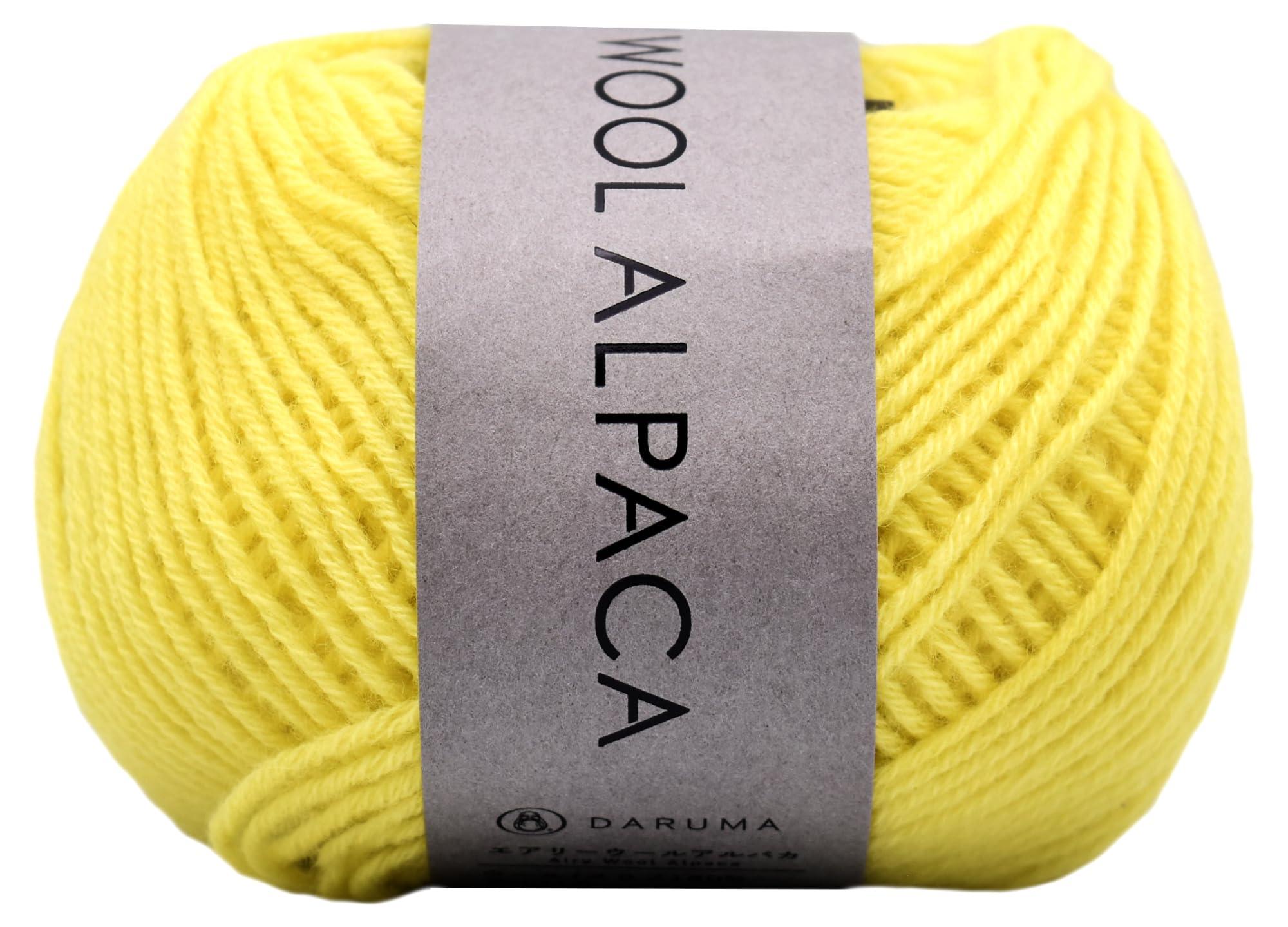 DARUMA Hand-Knitting Yarn Airy Wool Alpaca Medium Weight COL. 17 Lime Yellow Approx. 30g 100m 6500