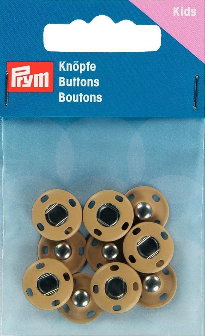Prym Color Snap Buttons, Sew-On, Round, Diameter 14mm, 5 Sets, Beige, 341901